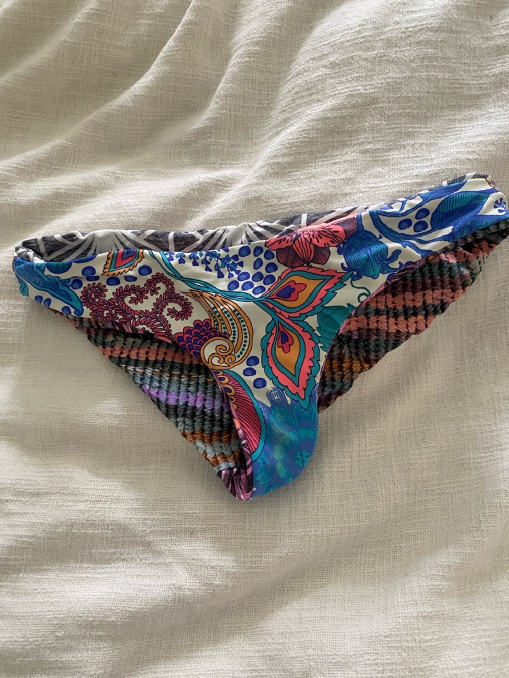 Multicolor Paisley & Stripe Bikini Bottoms - Kids